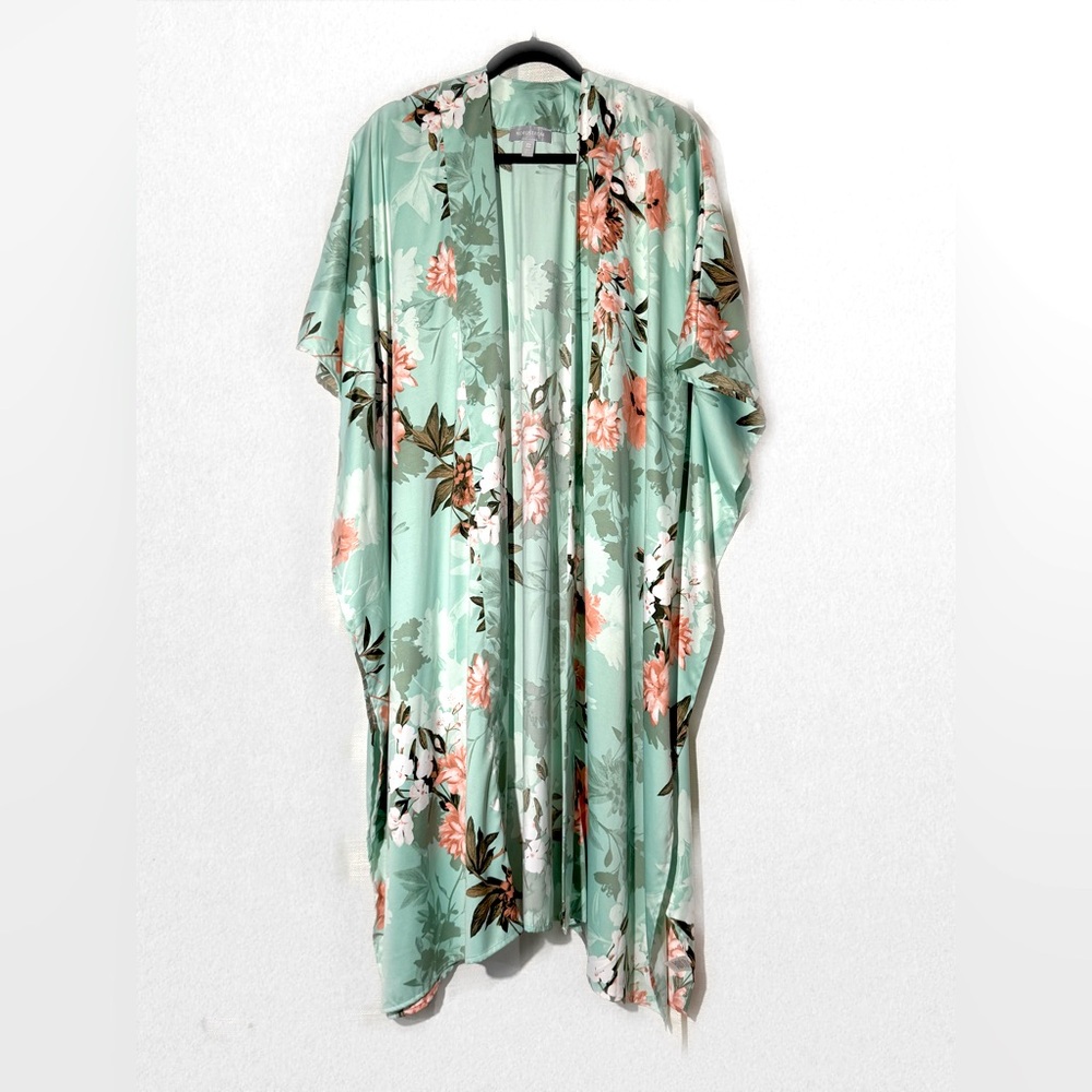 Kimono Nordstrom One Size Floral Blue Teal Aqua